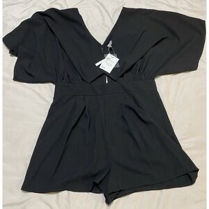 NWT ASOS Women's Black Romper‎  Size US 14 One Piece short Outfit Black